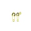 Spero London Women's Gold / Black Sterling Silver Black Jewelled Mini Safety Pin Stud Earrings - Gold
