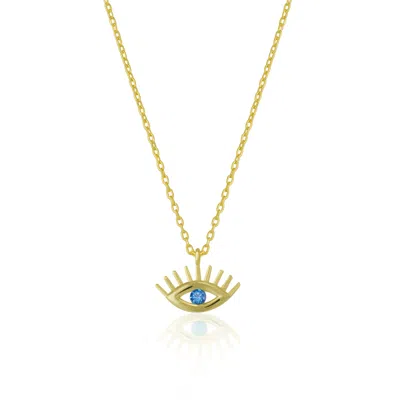 Spero London Women's Gold / Blue Aqua Blue Eye Evil Eye Sterling Silver Necklace - Gold In Multi