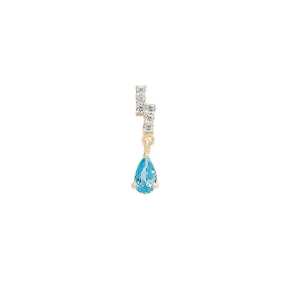 Spero London Women's Gold / Blue Blue Topaz Lightning Bolt Single Earring 9ct Solid Gold