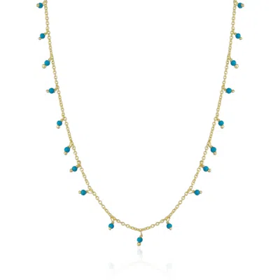 Spero London Women's Gold / Blue Blue Turquoise Beaded Sterling Silver Chain Necklace - Gold In Multi