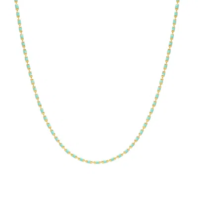 Spero London Women's Gold / Blue Eau De Nil Enamel Beaded Colourful Necklace In Multi