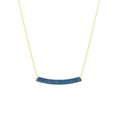 Spero London Women's Gold / Blue Sterling Silver Concave Bar Necklace - Navy Blue - Gold In Multi