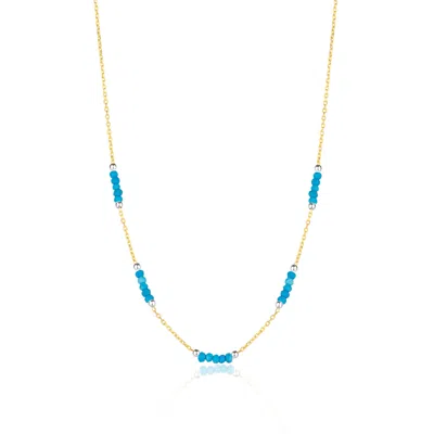 Spero London Women's Gold / Blue Turquoise Beaded Sterling Silver Chain Necklace In Gold