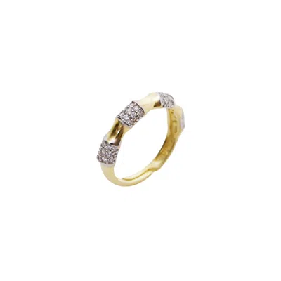 Spero London Women's Gold Bone Shape Sterling Silver Adjustable Ring