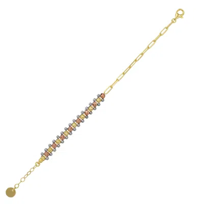Spero London Women's Gold Dorissa Multi Bead Semi Chain Sterling Silver Bracelet