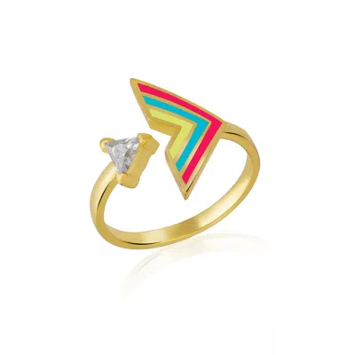 Spero London Women's Gold Enamel Arrow Ring In Sterling Silver