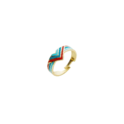 Spero London Women's Gold Enamel Four Color Sterling Silver Arrow Ring