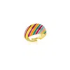 Spero London Women's Gold Enamel Rainbow Stripe Chunky Sterling Silver Ring In Gold