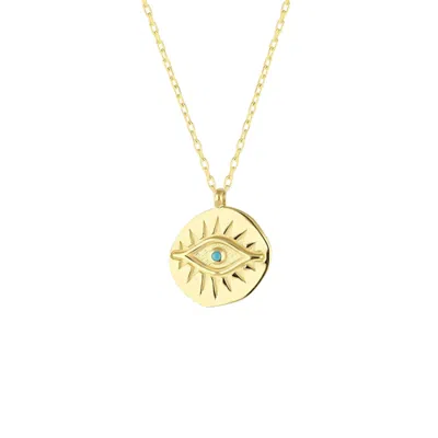 Spero London Women's Gold Eye Coin Sterling Silver Evil Eye Necklace