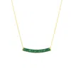 Spero London Women's Gold / Green Sterling Silver Concave Bar Necklace Green - Gold In Multi