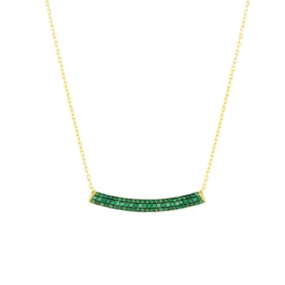 Spero London Women's Gold / Green Sterling Silver Concave Bar Necklace Green - Gold In Multi