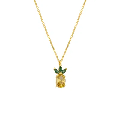 Spero London Women's Gold / Green / Yellow Pineapple Sterling Silver Necklace