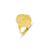 Spero London Women's Gold Moon Face Embossed Sterling Silver Medal Ring In Gold