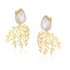 Spero London Women's Gold Mother Of Pearl Olive Branch Sterling Silver Statement Earring In Gold