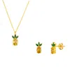 Spero London Women's Gold Pineapple Sterling Silver Necklace & Earring Set