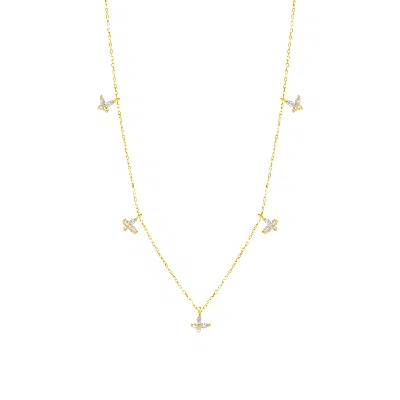 Spero London Women's Gold Plated White Butterfly Sterling Silver Necklace