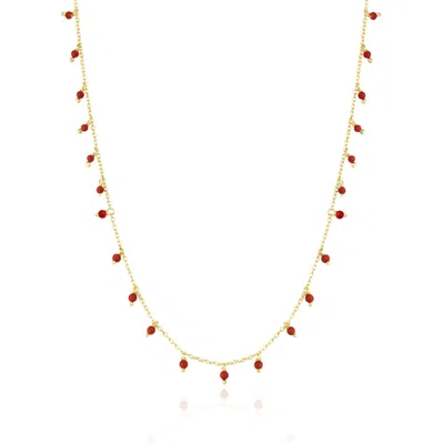Spero London Women's Gold / Red Red Coral Beaded Sterling Silver Chain Necklace - Gold In Multi