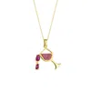 Spero London Women's Gold / Red Red Wine Glass Sterling Silver Necklace - Gold In Multi