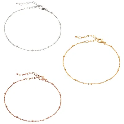 Spero London Women's Gold / Rose Gold / Silver Bead Curb Chain Sterling Silver Adjustable Satellite Bracelet - Go In Multi