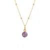 Spero London Women's Gold / Silver Amethyst Round Pendant Necklace With Beaded Chain In Sterling Silver In Multi