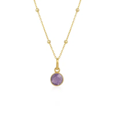 Spero London Women's Gold / Silver Amethyst Round Pendant Necklace With Beaded Chain In Sterling Silver In Multi