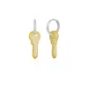 Spero London Women's Gold / Silver Key Silver Hoop Sterling Silver Drop Earring - Gold In Multi