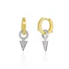 Spero London Women's Gold / Silver Triangle Diamond Style Pave Hoop Sterling Silver Earring In Multi
