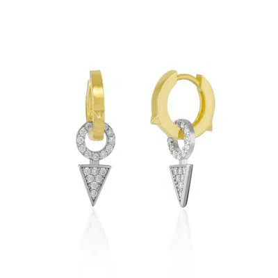 Spero London Women's Gold / Silver Triangle Diamond Style Pave Hoop Sterling Silver Earring In Multi