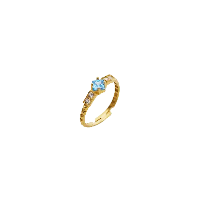 Spero London Women's Gold Square Jewelled Cubic Zirconia Sterling Silver Ring
