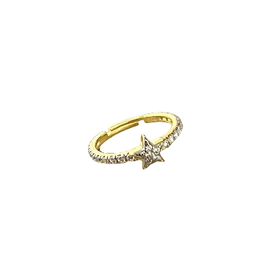 Spero London Women's Gold Star Zirconia Half Round Adjustable Sterling Silver Ring