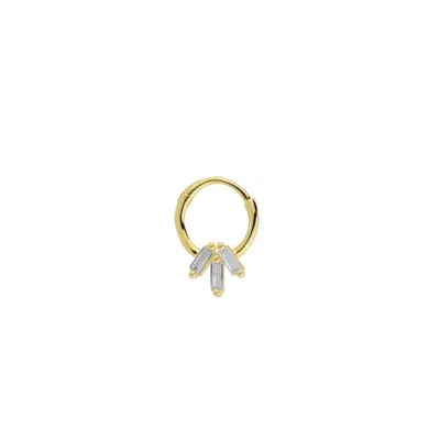 Spero London Women's Gold Sterling Silver Baguette Gemstones Helix Tragus Huggie Earring
