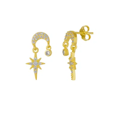 Spero London Women's Gold Sterling Silver Dangle Drop Northernstar Stud Earring