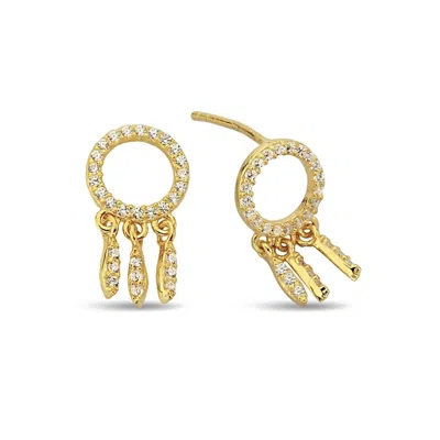 Spero London Women's Gold Sterling Silver Dreamcatcher Drop Earring Stud