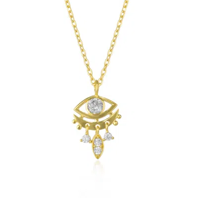 Spero London Women's Gold Sterling Silver Eye Evil Eye Pendant Necklace