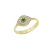 Spero London Women's Gold Sterling Silver Green Evil Eye Ring In Gold