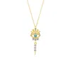 Spero London Women's Gold Turquoise Evil Eye Eyelash Drop Sterling Silver Necklace In Gold