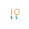 Spero London Women's Gold Turquoise Spike Pave Hoop Drop Earrings In Gold