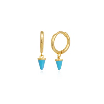 Spero London Women's Gold Turquoise Spike Pave Hoop Drop Earrings