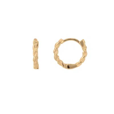 Spero London Women's Gold Twisted Sterling Silver Mini Huggie Hoop Earring