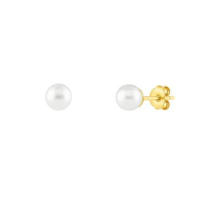 Spero London Women's Gold / White 9ct Solid Gold Freshwater Pearl Stud Earrings In Multi