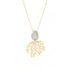 Spero London Women's Gold / White Mother Of Pearl Olive Branch Sterling Silver Statement Necklace In Multi