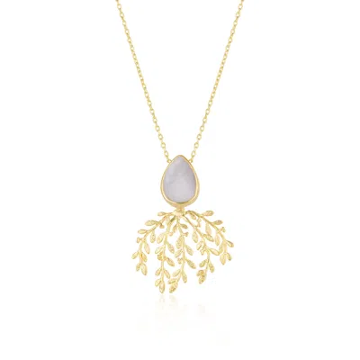 Spero London Women's Gold / White Mother Of Pearl Olive Branch Sterling Silver Statement Necklace In Multi