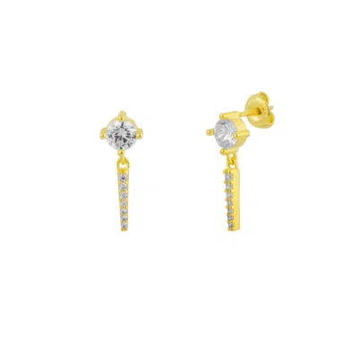 Spero London Women's Gold / White Sterling Silver Clear Gemstone Spike Charm Sodalite Earrings - Pair