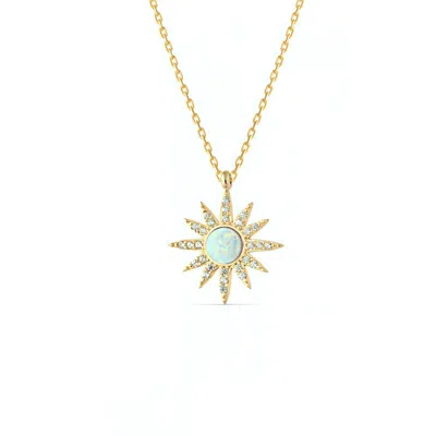 Spero London Women's Gold / White White Opal Sun Sterling Silver Necklace - Gold In Multi