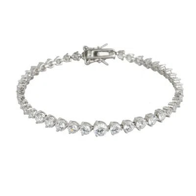 Spero London Women's Gradual Size Gemstone Sterling Silver Tennis Bracelet