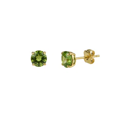 Spero London Women's Green 9ct Solid Gold Peridot Stud Earrings