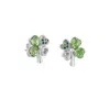 Spero London Women's Green / Silver Four Leaf Clover Tones Of Green Earring In Sterling Silver