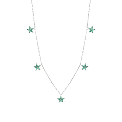 Spero London Women's Green Star Sterling Silver Charm Necklace
