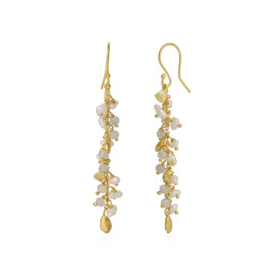 Spero London Women's Grey / Gold Multiple Baroque Pearl Drop Sterling Silver Earring - Labradorite - Grey
