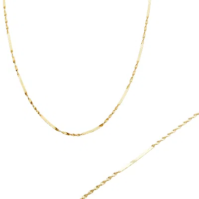 Spero London Women's Half Twisted Sterling Silver Chain Necklace And Bracelet Set - Gold
